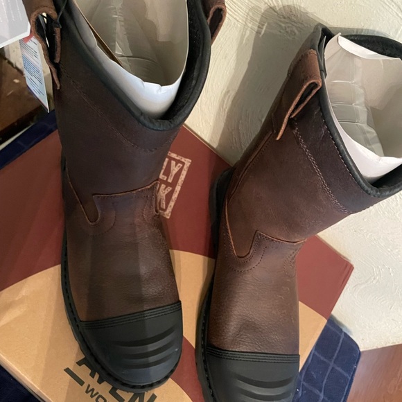Avenger Mens Brown Leather Comp Toe 11in PR WP Wellington Work Boots